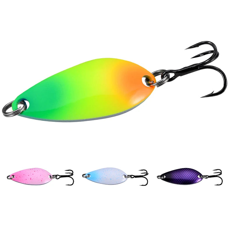 Two-side Color Single Hook Tackle Metal Fishing Lure Hard Spinner Fishing Spoon Trout Lures