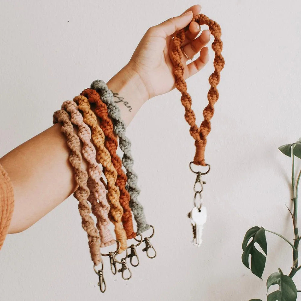 2023 Handmade Rope Braided Colorful Macrame Tassel Keychain Craft Accessories Handmade Boho Cotton Keychain