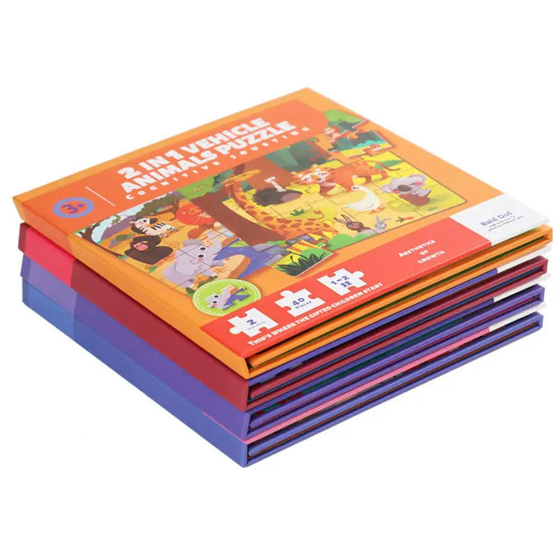 Wooden Magnetic Animal Ocean Space Traffic Book Children's Cognitive Cartoon 3D Jigsaw Puzzle Early Educational Toys for Kids