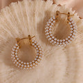 Guarantee Dreamshow Elegant Fresh Water Pearl Hoop Earring for Women 18K Gold Plated Stainless Steel Hoop Earring