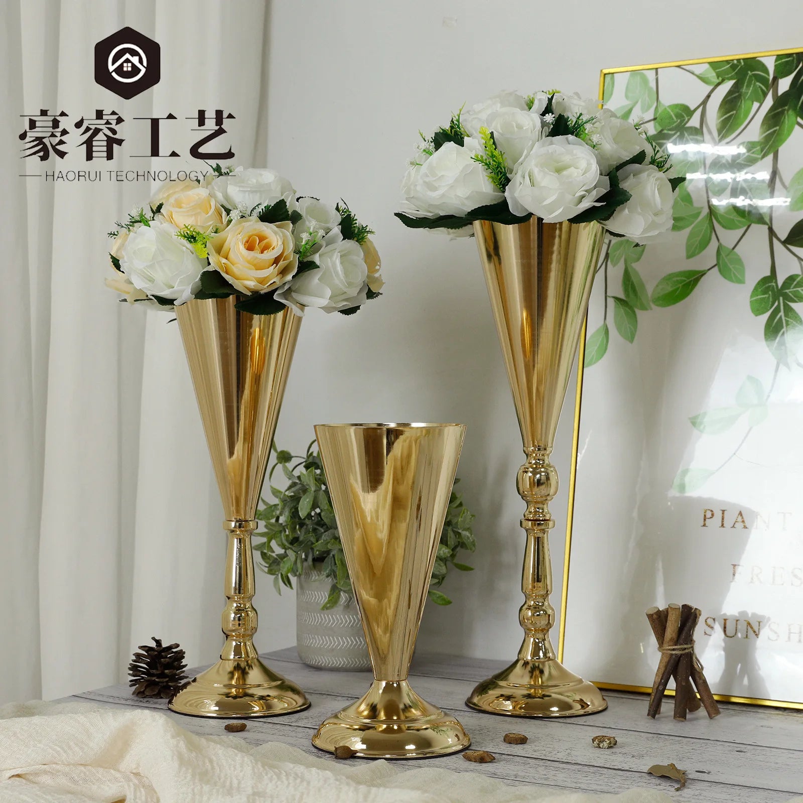 New Wedding Props  Metal Vase Main Table Flower Decoration Check in Desk  Crystal Table  Flower Rack Ornament