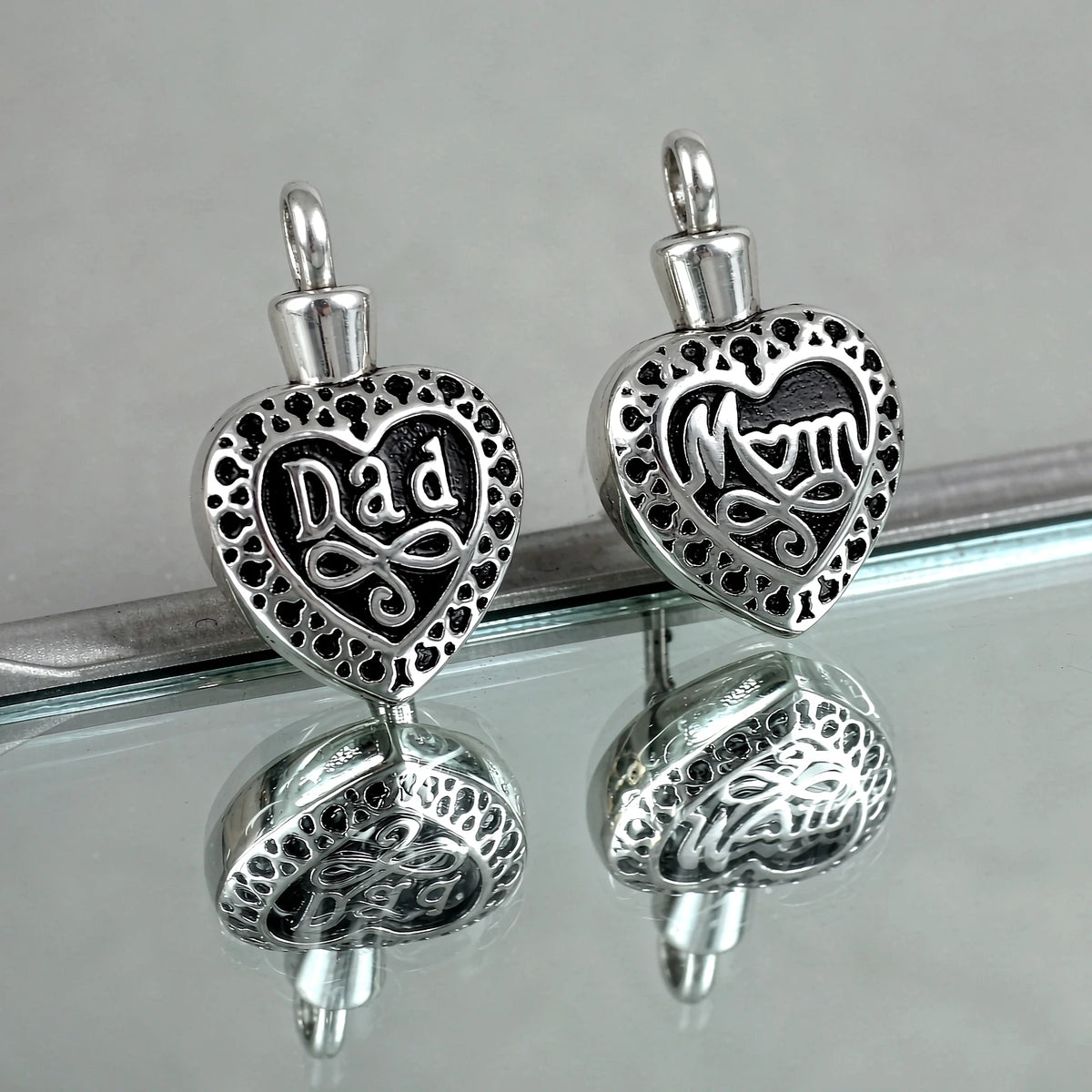 Stainless Steel Dad Heart Keepsake Pendant Memorial Ash Holder Locket Vintage Necklace Mom Jar Gift Cremation Souvenir Urn