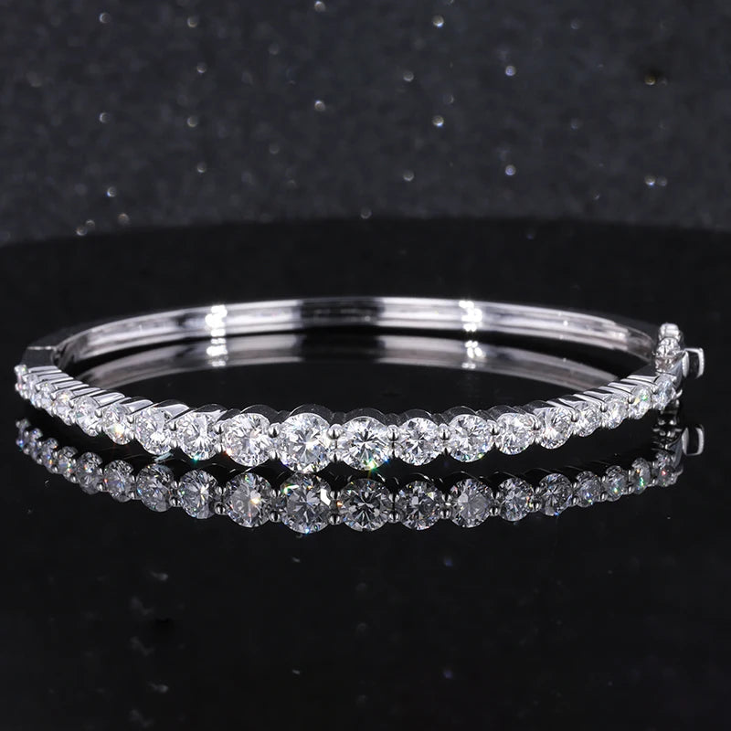 Starsgem Wedding Charm Bangle Opening 9k 10k 18k Gold Moissanite Diamond Bracelets for Women