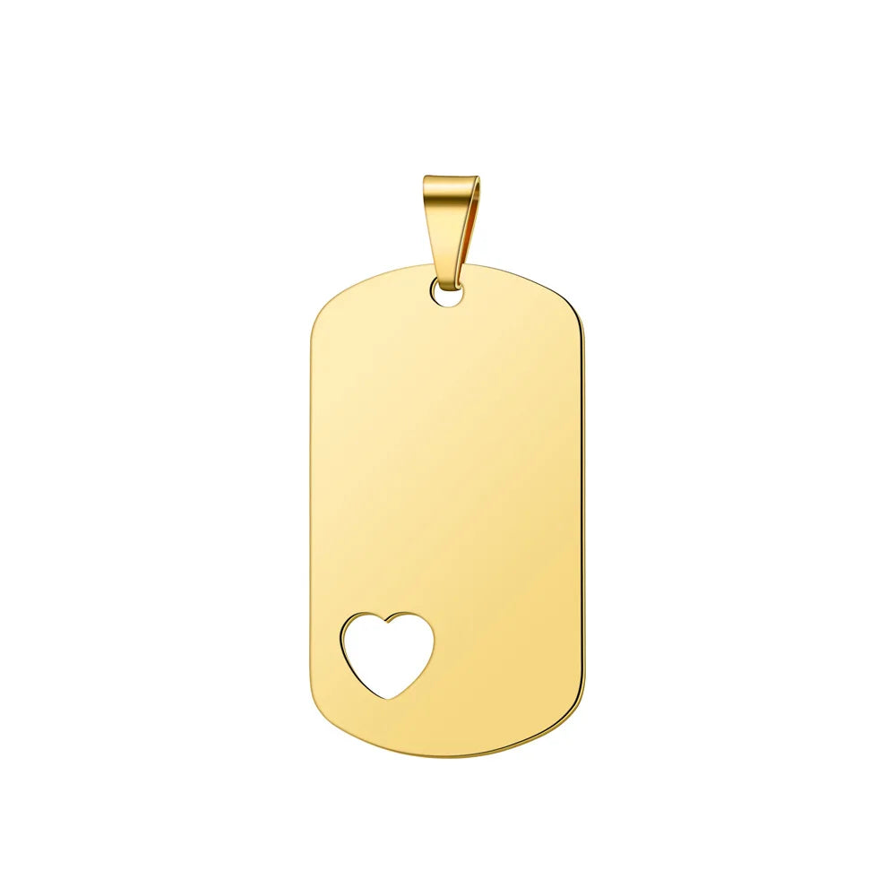 Novel Gentleman Rectangle-shaped Geometric Stainless Steel  Identity Charm with Engraving Anti-lost Pendant Blank Necklace