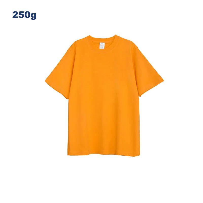 250 g 100% Cotton Tee Unisex Casual O-Neck T-Shirt with Embroidery Screen Print Short Sleeve for Fitness