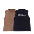 Wholesale OEM Printed logo 230g Heavy Cotton Make Old Sleeveless T-shirts Washed Vintage Plain Men's Singlet Tank Top Vest