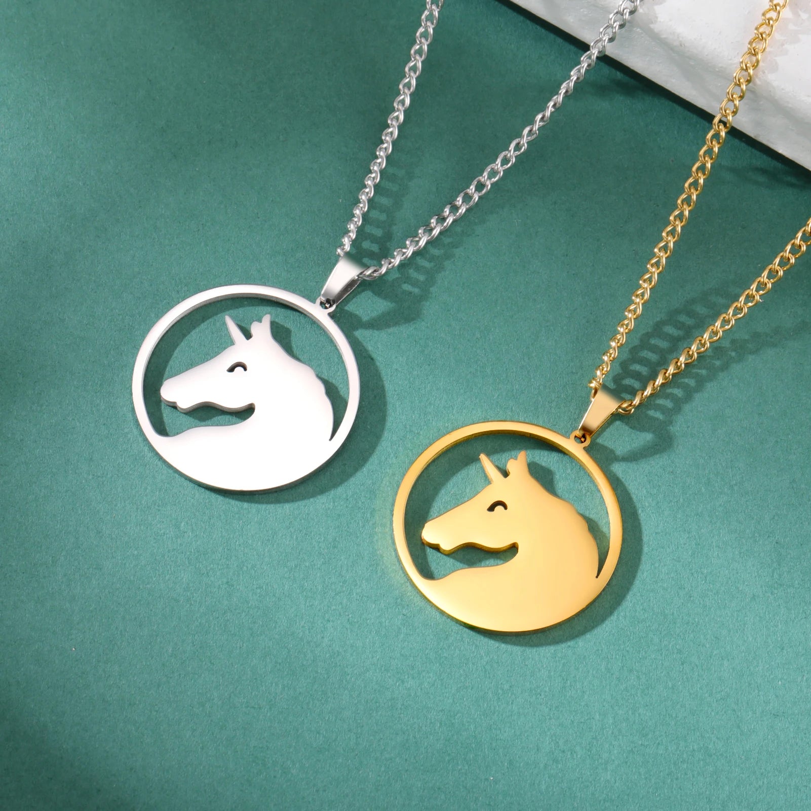 Myshape Elf Unicorn Horse Necklace Stainless Steel Neckchain Necklace Women's Fashion Cute Jewelry Party Gift