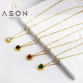 Ason 2023 New Fashion Jewelry Stainless Steel Charm Necklace Heart Shape Mixed Color Diamond Pendant Necklace for Women