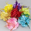 Wholesale Hawaiian Beach Holiday Decoration Peony Flower Bow Clips Hair Accessories with Feather