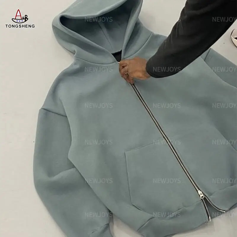 Full Zip up Hoodie Manufacturer Custom Heavyweight Oversized Cotton Men's Quality Double Two Way Zipper Hoodie Men