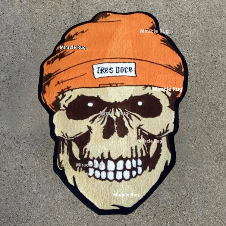 Anime Custom Cranium Logo High Pile Acrylic Non-Slip PET Friendly Die Cut 3D One Piece Design Area Rug