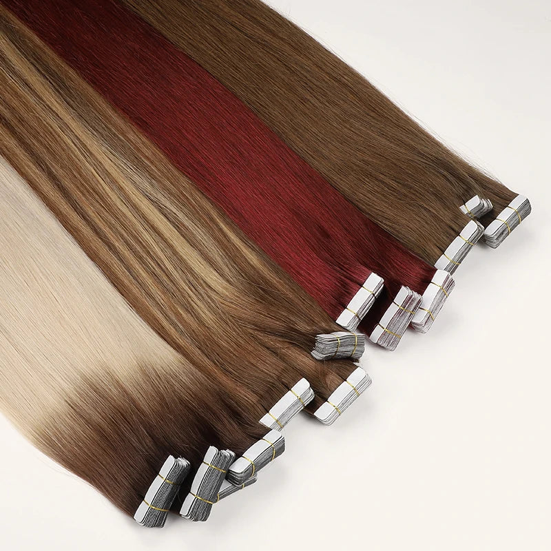 Double Drawn Tape in Hair Extensions 22 Inch 100% Remy Virgin Straight Tape Human Hair Extension Invisible Tape Hair Extension
