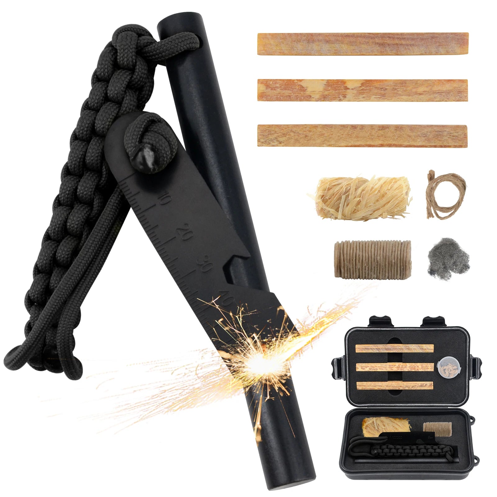 Outdoor Survival Fire Steel Gear with Striker Suitable for Camping Hiking Hunting Emergency