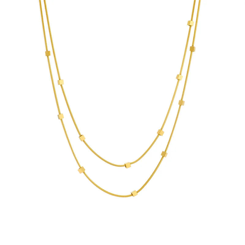 Nabest Women Stainless Steel Minimalist Snake Chain Necklace Jewelry 18k Gold Plated Euramerican Layers Necklace