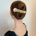 French Retro Metal Pearl Hairpin Girls Temperament Duck Beak Clip Elegant Shark Clip Pin Women Hair Accessories