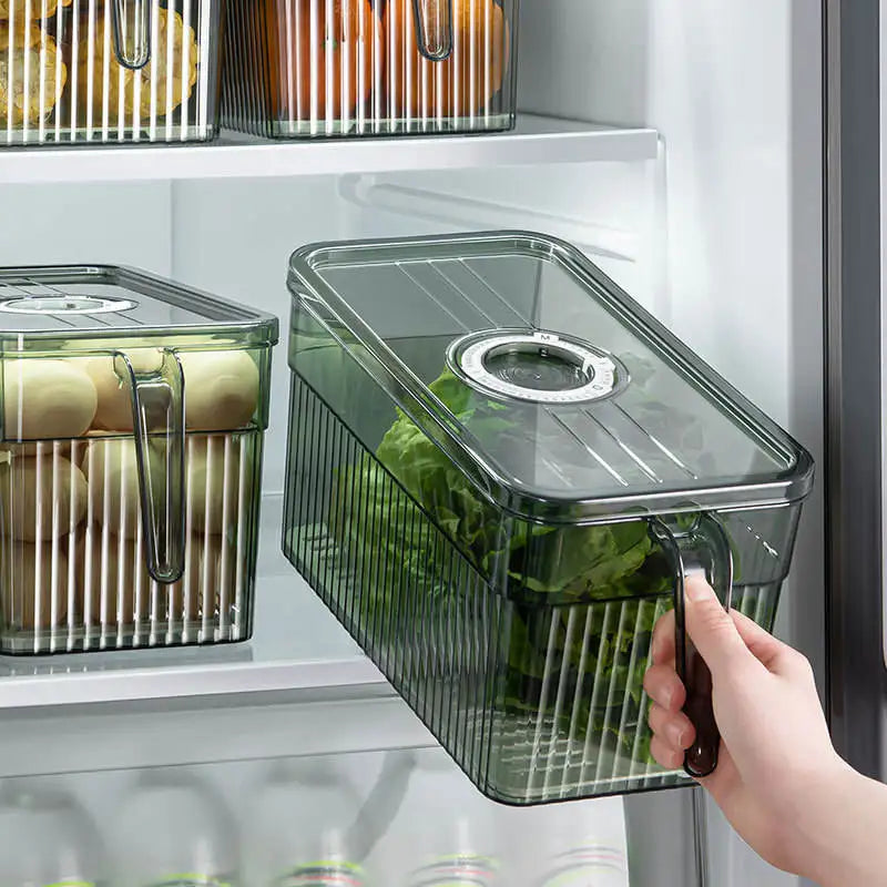PET Transparent Kitchen Storage Fruit Sorting Vegetable Fresh-keeping Box Fridge Refrigerator Organizer