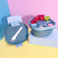 Creative Food Grade Plastic Bento Box 2-Layer Salad Storage Bowl Lid Spoon Divided Container BPA Free for Lunch Food Storage