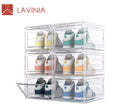 Lavinia Transparent Plastic Sneaker Stackable Shoe Storage Boxes Drop Front Plastic Drawer Type Magnetic Shoe Box Wholesale