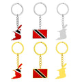 Waterproof Stainless Steel Trinidad and Tobago Flag Keychain 18K Gold Plated Enamel Trinidad and Tobago Map Pendant Key Chain