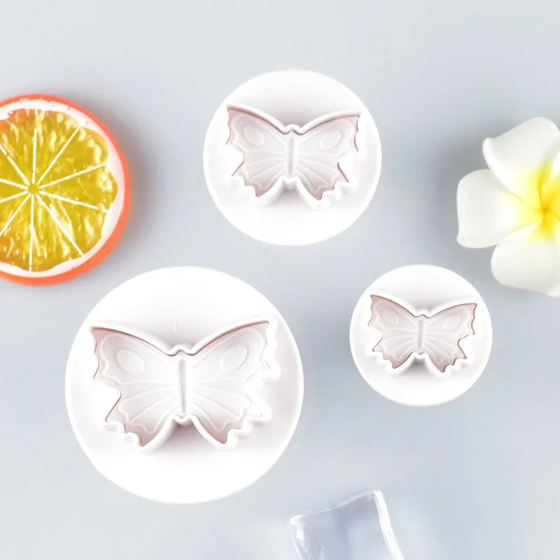 Butterfly Fondant Molds Set 3 Sizes 3D Plunger Cutters Sugarcraft Cake Cookie Cutter