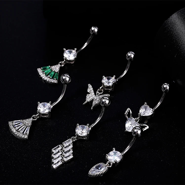 Children's Navel Piercing Jewelry 316L Stainless Steel Ball Shape Zircon Bling Bling Belly Button Piercing