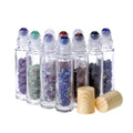 10ml Glass Roll on Bottle Perfume Sample Vials Essential Oil Bottles With Gemstone Roller Balls and Quartz Chips Inside