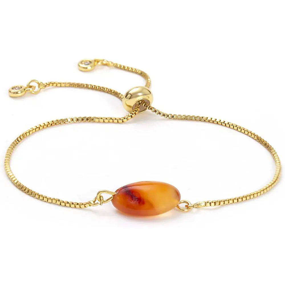 Luxury Custom Charms Bracelets Gemstone Healing Raw Crystal Carnelian Chain Bracelet Jewelry for Women