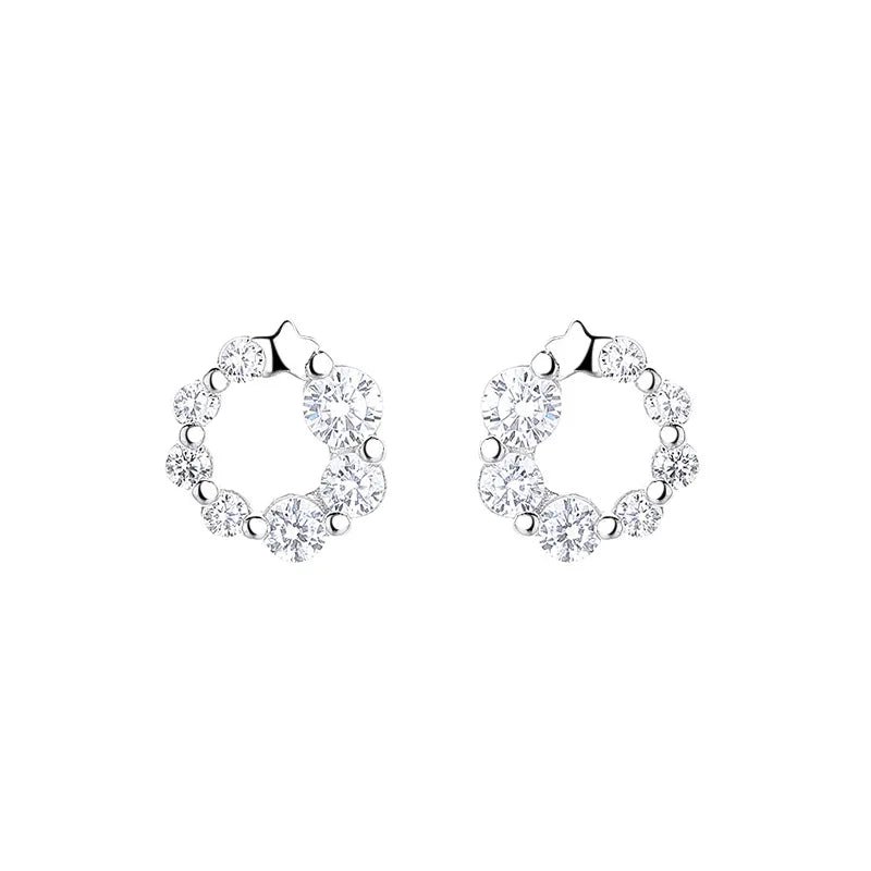 Hot Sale 925 Sterling Silver Star Shape Halo 5A Cubic Zircon Stud Earring for Women Fashion Jewelry