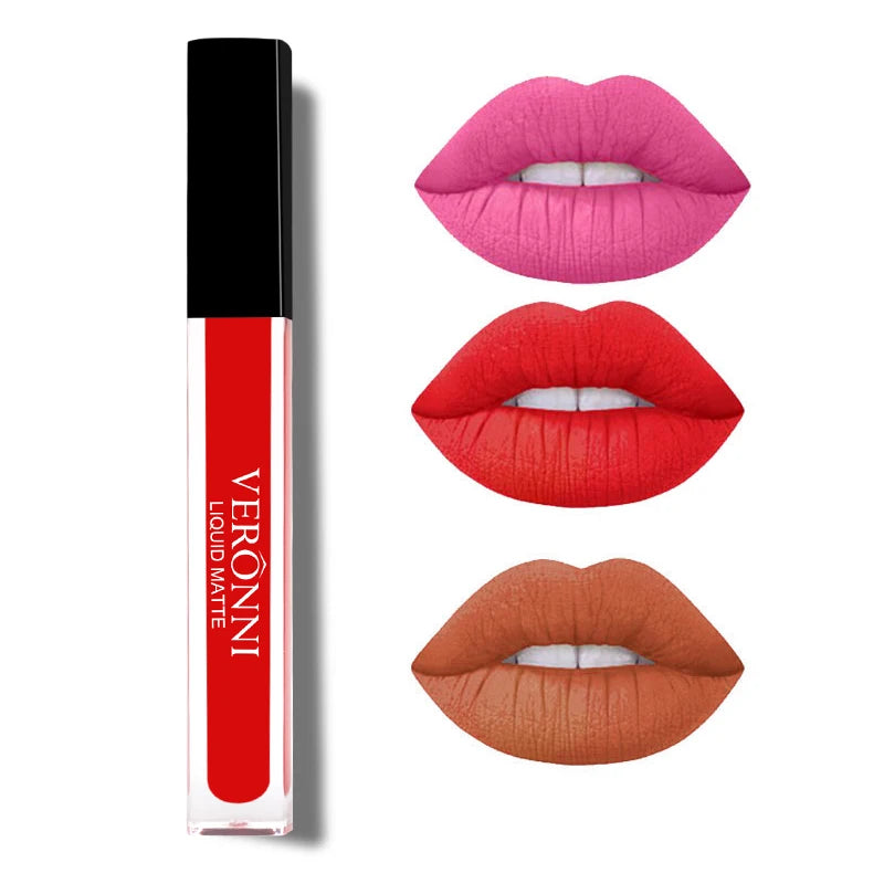 VERONNI 14 Color  Lip Makeup Matte Lipstick Long Lasting Lip Gloss Cosmetic Liquid Lipstick