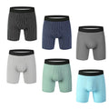 Wholesale Customization Striped Long Tube Underwear Men's Fast Dry Breathable Sports Running Fitness Boxers Comfortable Shorts