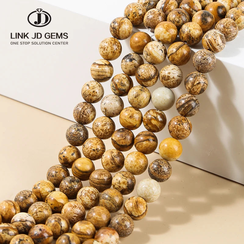 4-12mm Pick Size Faceted Semi-precious Stone Natural Picture Jasper Smooth/Matte/Faceted Round Beads for Jewelry Making
