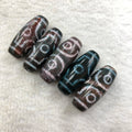 Old Tianzhu 3 Three-Eye Black Stone Dzi Beads-round Shape God Land & Human Combination Lucky Treasure