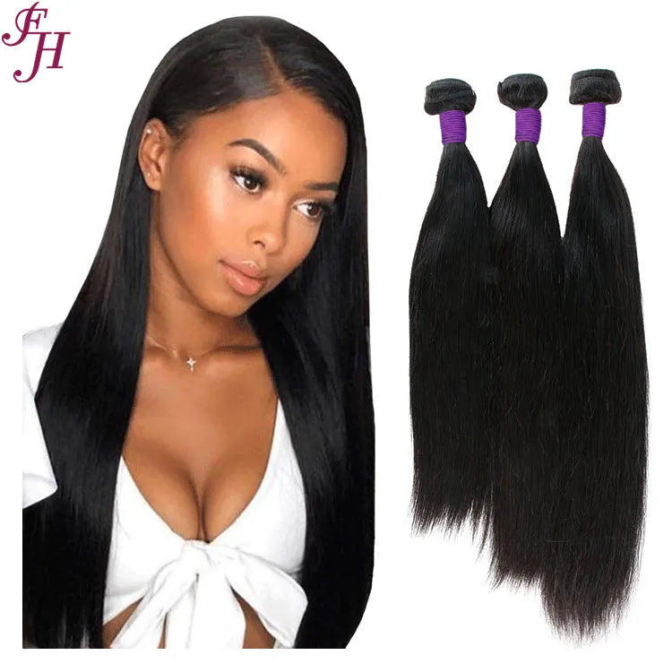 FH Wholesale Cuticle Aligned Natural Black Brazilian Human Hair Bundle Extension