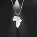 African Map Pendant Necklaces Men and Women Stainless Steel Cutting Shape Simple Africa Map Jewelry Gifts