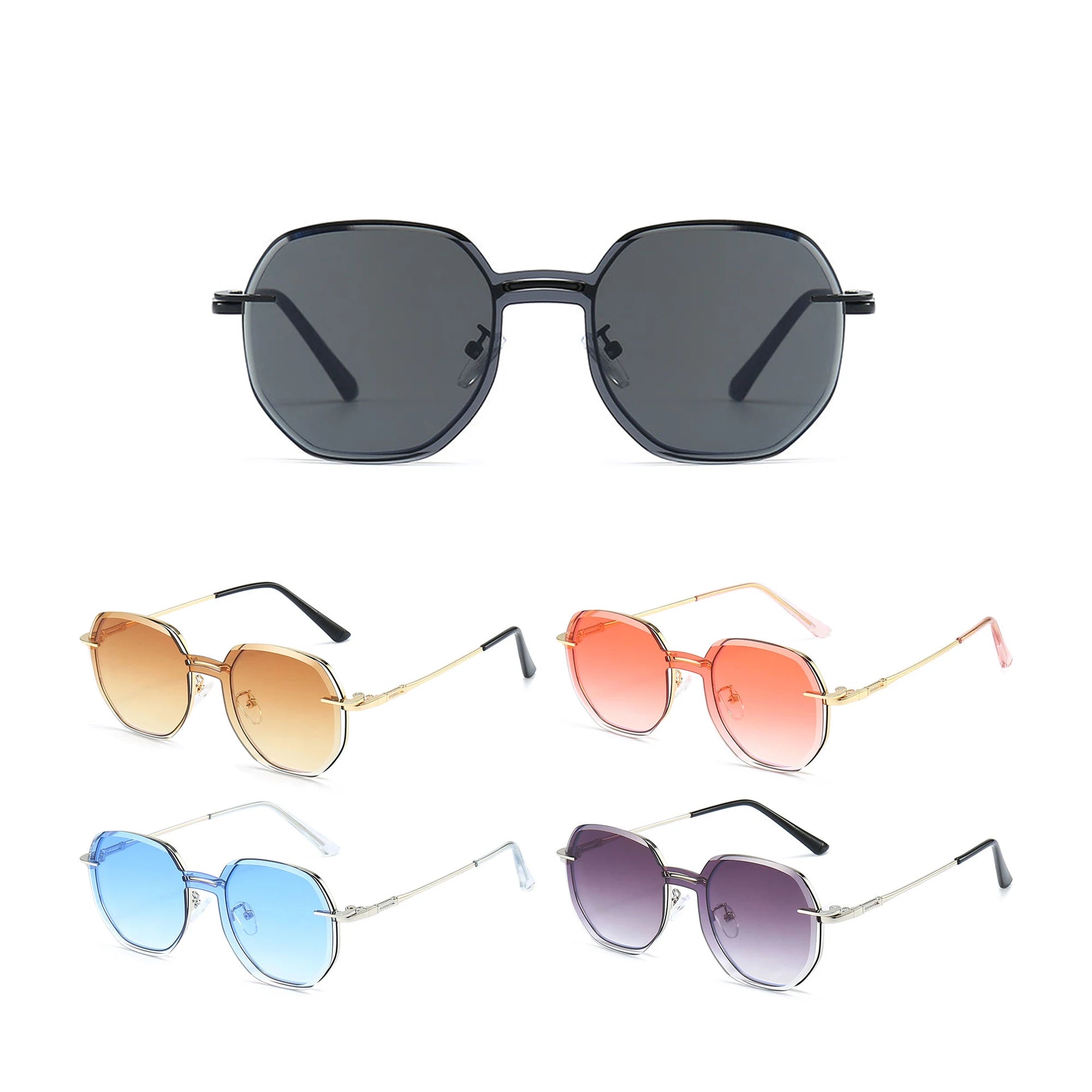Prevailing Custom Hexagon Portable Stainless Frame Magnetic Clip on Eyewear Sunglasses Holder for Women