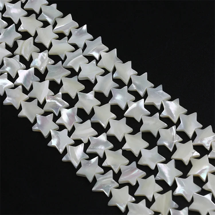 14-15mm Wholesale Five Pointed Star Loose Beads Mother of Pearl Shell