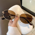 Oval Frame Full Frame Square Style Sunglasses Trend Travel New Copper Model Brown Lens Glasses