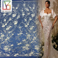 New French Luxury White 3d Heavy Beaded Sequins Lace African Floral Embroidery Wedding Bridal Lace Fabric