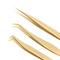 Veyes Inc. Wholesale Professional Rose Gold Stainless Steel Eyelash Extension Precision Tweezers Set Custom Logo Eyelash