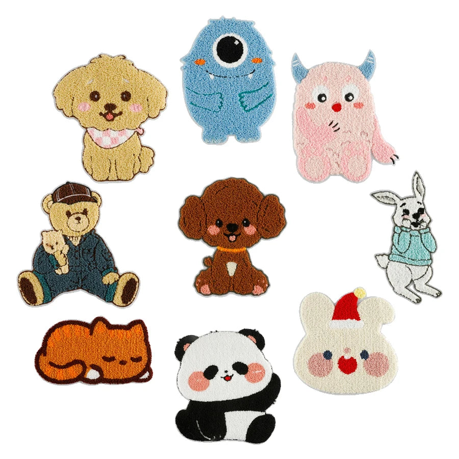 Cute Animal Felt Chenille Handmade Embroidery Sew-on Big Patch Dog Bunny Patch