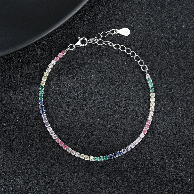 Wholesale Hot Sale 925 Silver Tennis Bracelet Trend Popular Zircon Full Diamond Fashion Jewelry Bracelet for Women