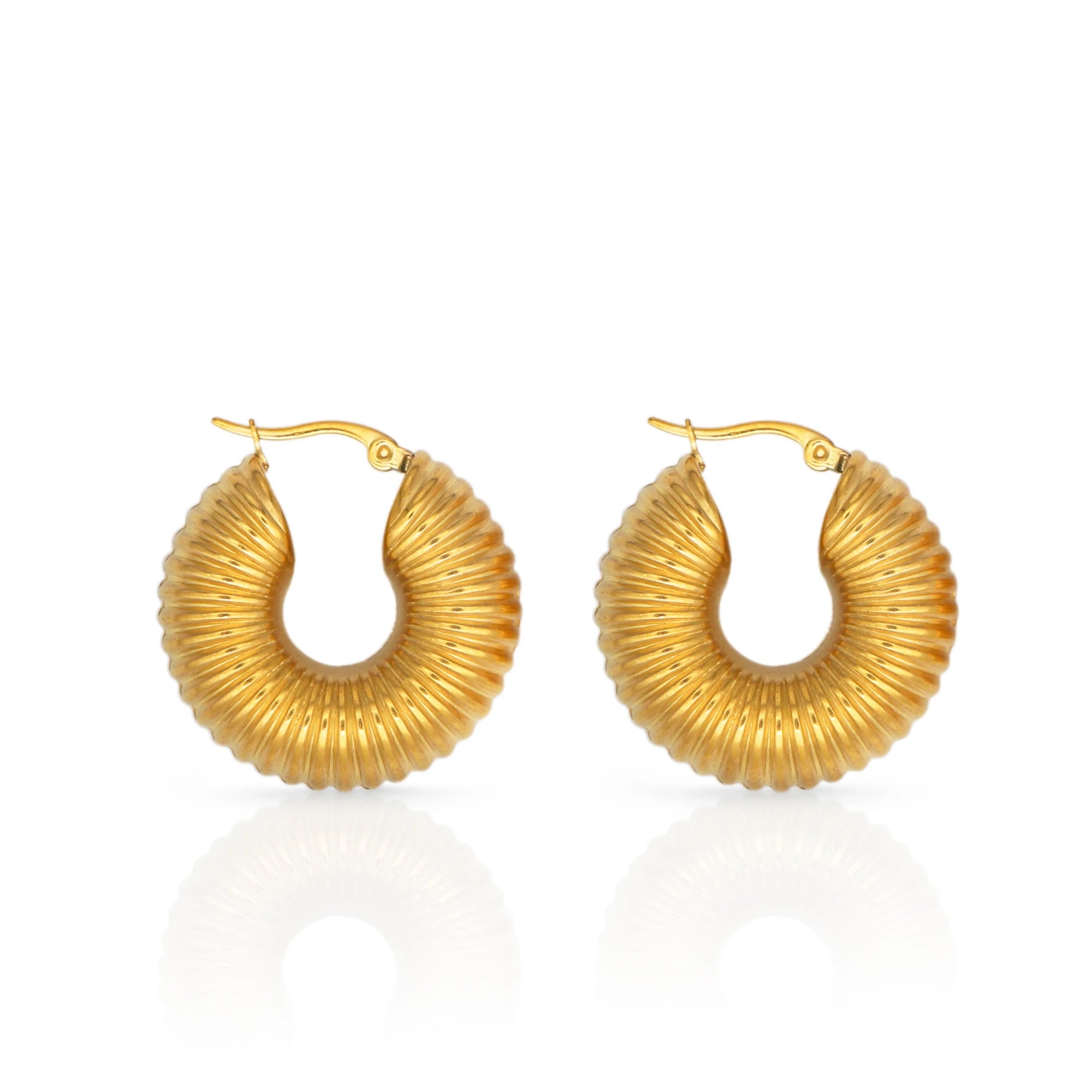 Chris April in Stock 316L Stainless Steel Pvd Gold Plated Non-tarnish Snail Hoop Earrings for Women