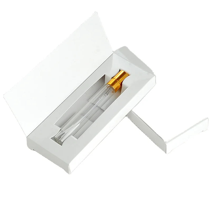 5ml  10ml Empty Mini Sample Perfume Tube Glass Cosmetic Spray Bottle with Customized Paper Box Package