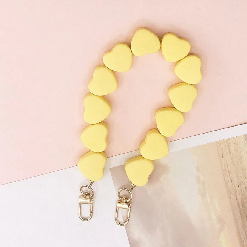 Deepeel AL542 36CM Heart Acrylic Bag Chains Accessories for Phone DIY Acrylic Spray Painted Portable Chain for Mobile Phone