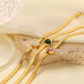 New Tarnish Free 18k Gold Plated Snake Chain Cubic Zircon Heart Stainless Steel Bracelet for Women