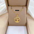 Stainless Steel Tree Shape Light Luxury Crystal Diamond Zircon Necklace Charm for Women Wedding Engagement Jewelry