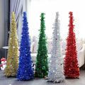 Retractable Folding Colorful Plastic Wool Strip Christmas Treefor Christmas Decoration