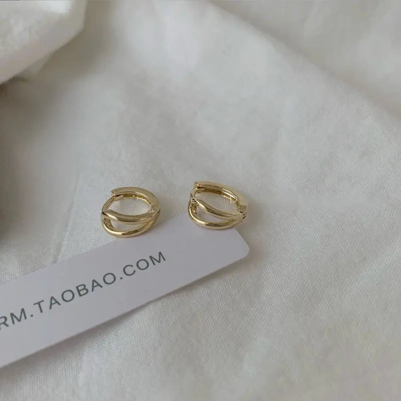 Simple Fashion INS 18K Gold Plated Pure 925 Sterling Silver Small Huggie Hoop Stud Earrings for Women Girls