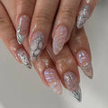 Dropshipping 24 Pcs French Style Romantic Art Acrylic Press on Nails Artificial Fingernails Candy False Nails Dating  Party 2786
