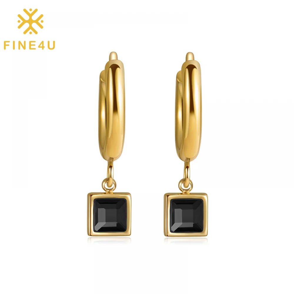 New Fashion Jewelry Stainless Steel 14K Gold Plated Party Wholesale Designer Colorful Zircon Earrings for Women